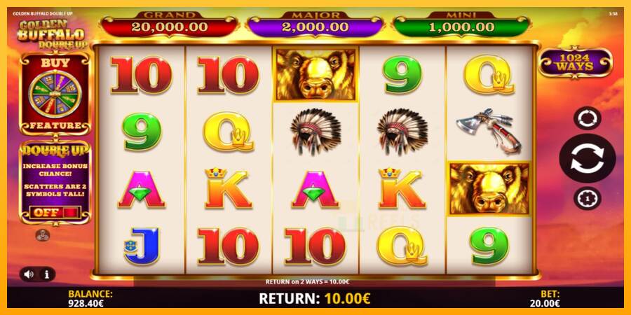 Golden Buffalo Double Up macchina da gioco per soldi, immagine 3