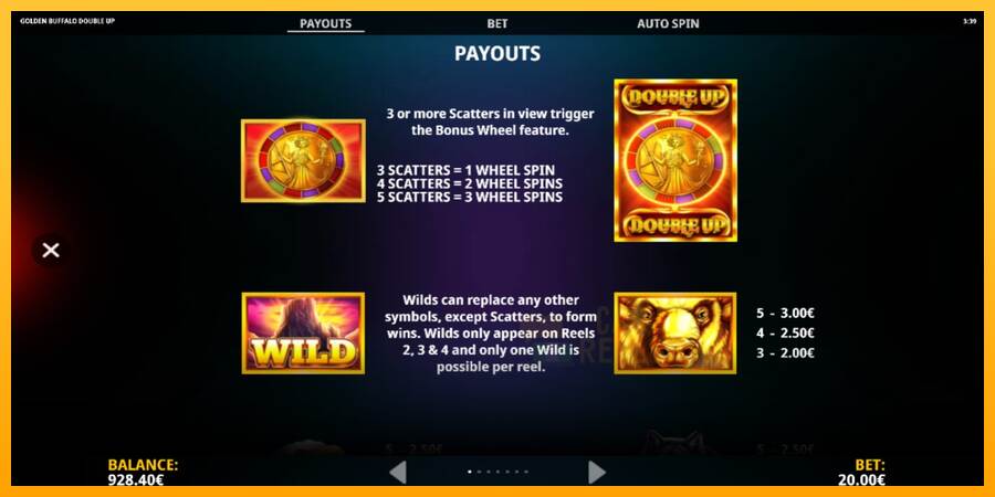 Golden Buffalo Double Up macchina da gioco per soldi, immagine 4