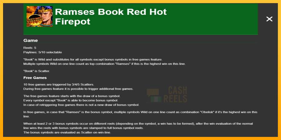 Ramses Book Red Hot Firepot macchina da gioco per soldi, immagine 1