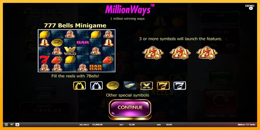 Million 777 Bells macchina da gioco per soldi, immagine 1