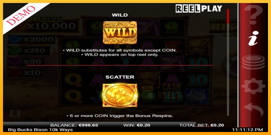 Big Bucks Bison 10K Ways macchina da gioco per soldi, immagine 4