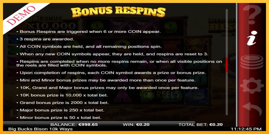 Big Bucks Bison 10K Ways macchina da gioco per soldi, immagine 6