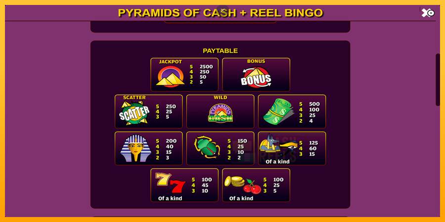 Pyramids of Cash with Reel Bingo macchina da gioco per soldi, immagine 5