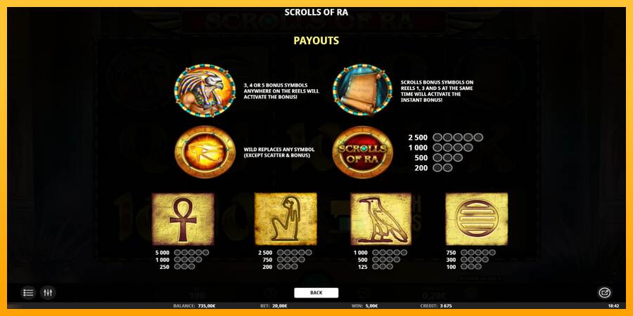 Scrolls of RA macchina da gioco per soldi, immagine 4