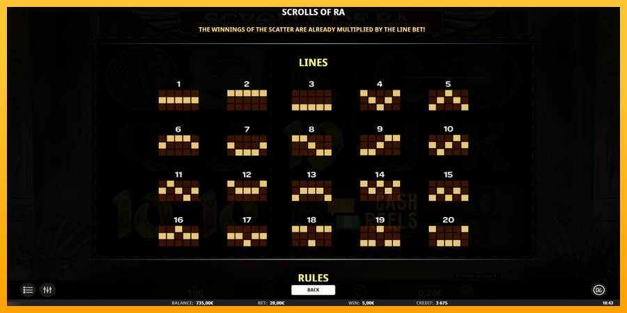 Scrolls of RA macchina da gioco per soldi, immagine 5