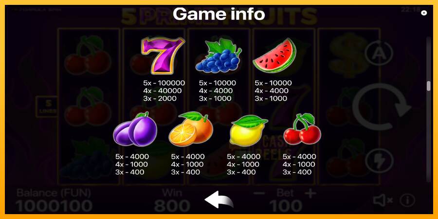 5 Prime Fruits macchina da gioco per soldi, immagine 5