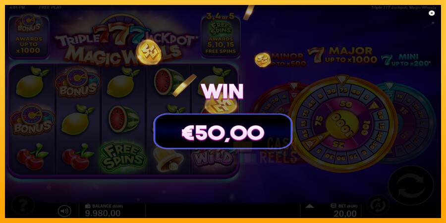 Triple 777 Jackpot Magic Wheels macchina da gioco per soldi, immagine 3