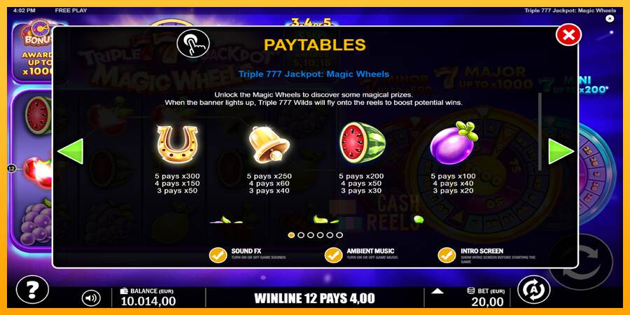 Triple 777 Jackpot Magic Wheels macchina da gioco per soldi, immagine 5