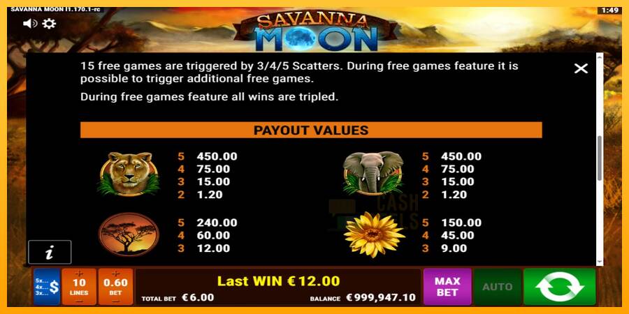 Savanna Moon macchina da gioco per soldi, immagine 6