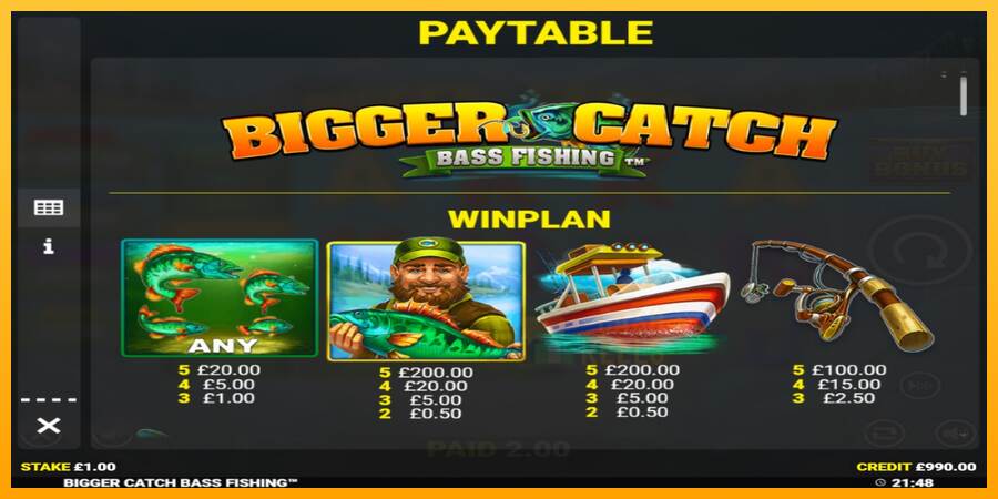 Bigger Catch Bass Fishing macchina da gioco per soldi, immagine 4