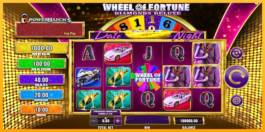 PowerBucks Wheel of Fortune Diamonds Deluxe Date Night macchina da gioco per soldi, immagine 2