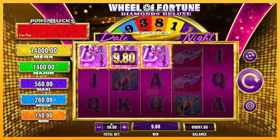 PowerBucks Wheel of Fortune Diamonds Deluxe Date Night macchina da gioco per soldi, immagine 3