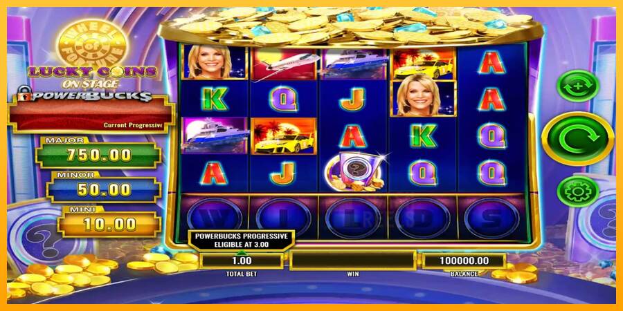 PowerBucks Wheel of Fortune Lucky Coins On Stage macchina da gioco per soldi, immagine 1