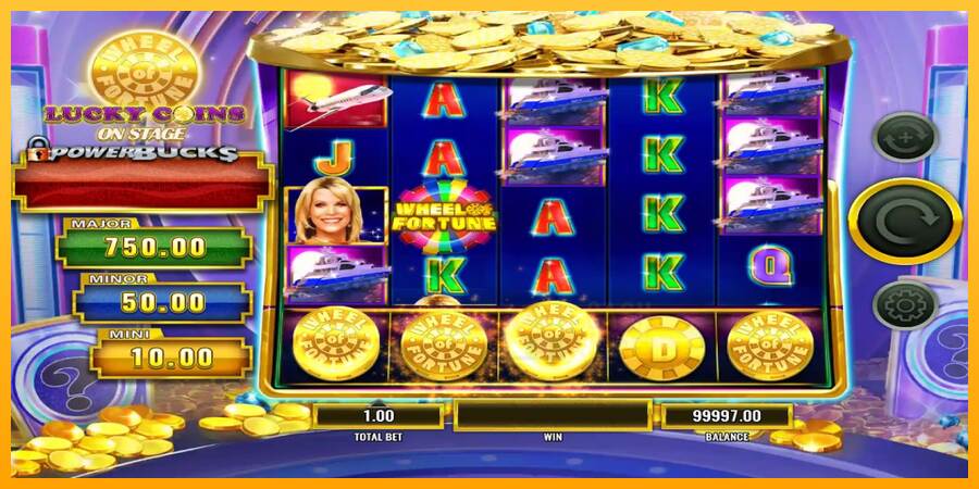 PowerBucks Wheel of Fortune Lucky Coins On Stage macchina da gioco per soldi, immagine 2