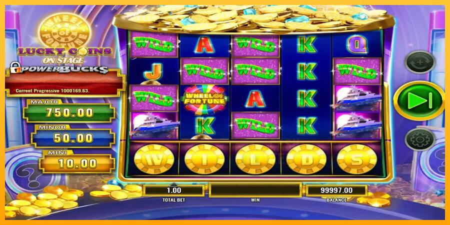 PowerBucks Wheel of Fortune Lucky Coins On Stage macchina da gioco per soldi, immagine 3