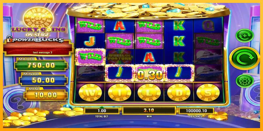 PowerBucks Wheel of Fortune Lucky Coins On Stage macchina da gioco per soldi, immagine 4