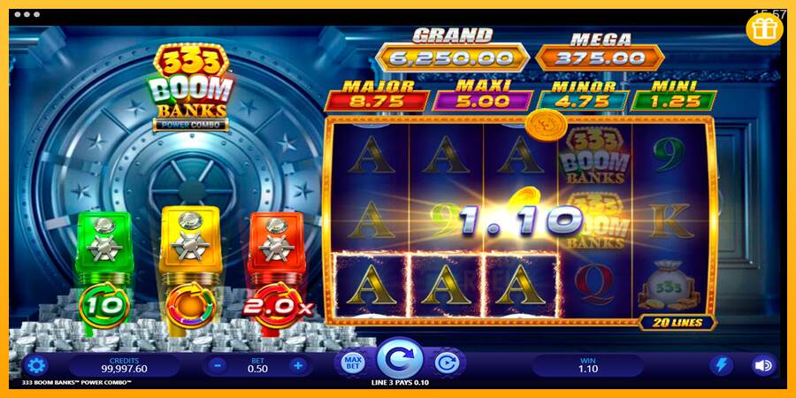 333 Boom Banks Power Combo macchina da gioco per soldi, immagine 2