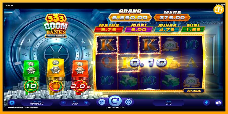 333 Boom Banks Power Combo macchina da gioco per soldi, immagine 4