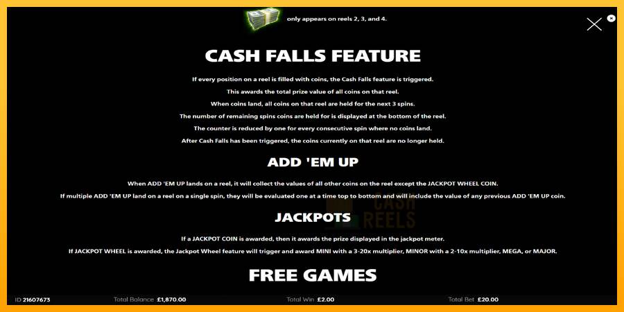 Cash Falls: Add Em Up Gold macchina da gioco per soldi, immagine 6