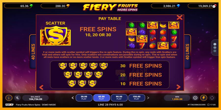 Fiery Fruits More Spins macchina da gioco per soldi, immagine 6