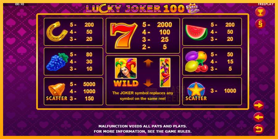 Lucky Joker 100 Extra Gifts macchina da gioco per soldi, immagine 5