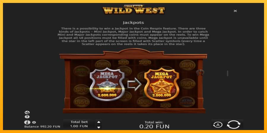 Wild West Trueways macchina da gioco per soldi, immagine 6