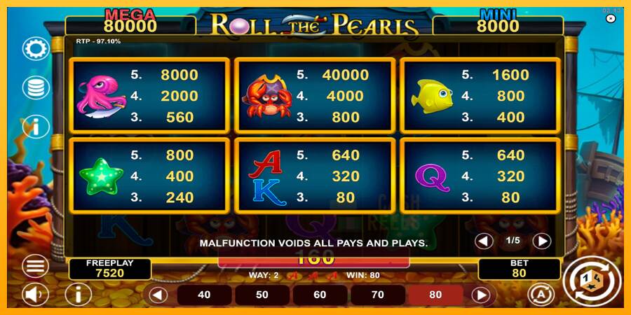 Roll The Pearls Hold & Win macchina da gioco per soldi, immagine 5