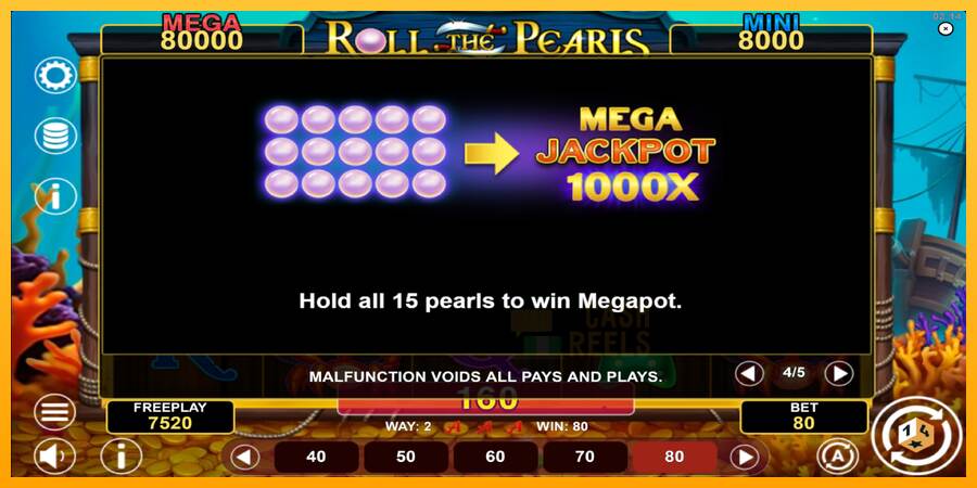 Roll The Pearls Hold & Win macchina da gioco per soldi, immagine 7