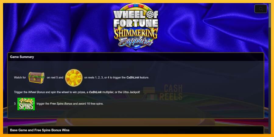 Wheel of Fortune Shimmering Sapphires macchina da gioco per soldi, immagine 5