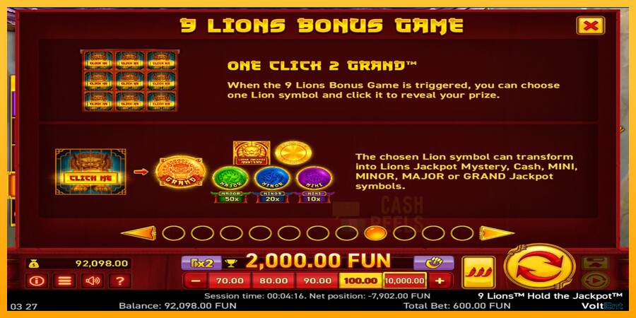 9 Lions: Hold The Jackpot macchina da gioco per soldi, immagine 3