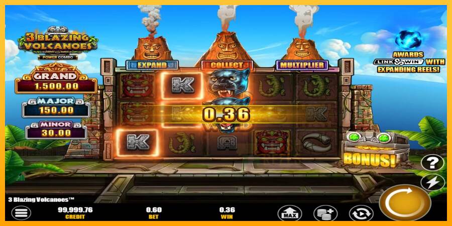 3 Blazing Volcanoes Power Combo macchina da gioco per soldi, immagine 2