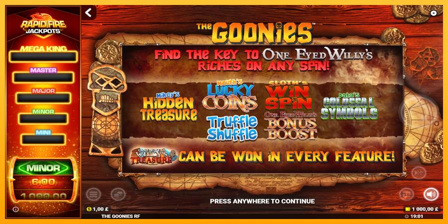 The Goonies Deluxe Rapid Fire Jackpots macchina da gioco per soldi, immagine 1