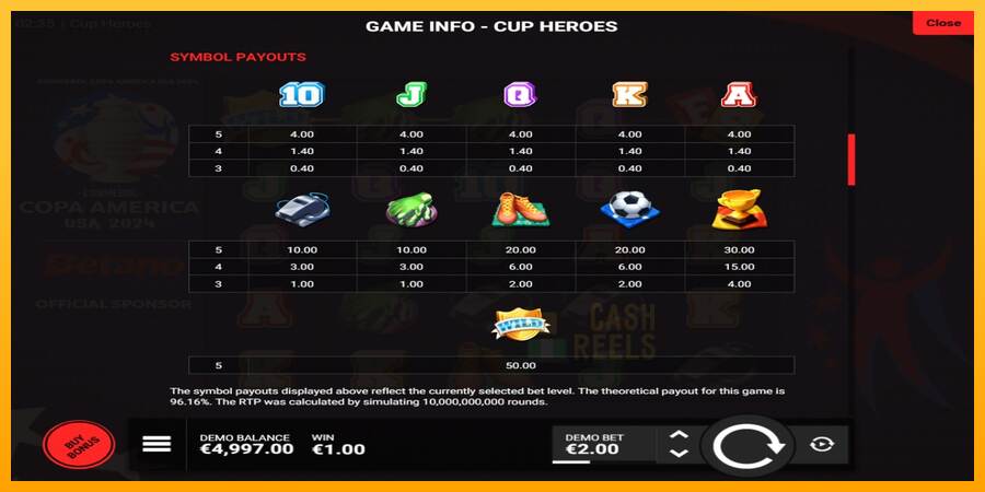 Cup Heroes macchina da gioco per soldi, immagine 5