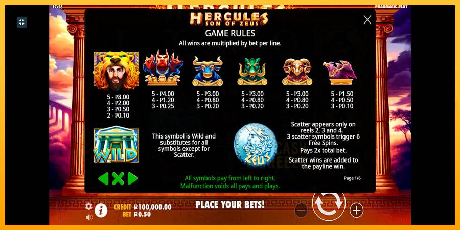 Hercules Son of Zeus macchina da gioco per soldi, immagine 3