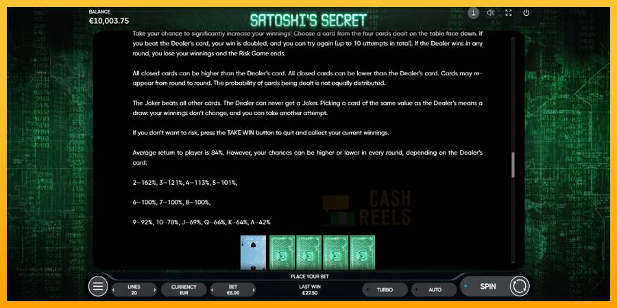 Satoshi’s Secret macchina da gioco per soldi, immagine 6