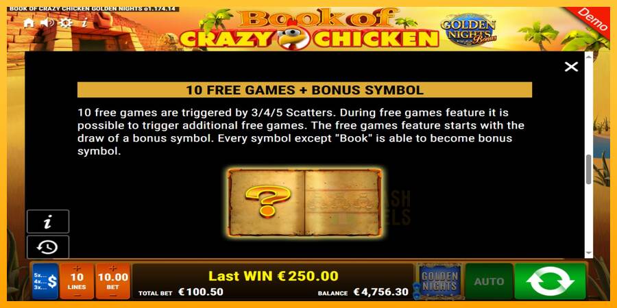 Book of Crazy Chicken Golden Nights macchina da gioco per soldi, immagine 8