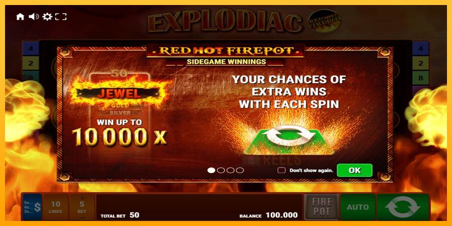 Explodiac Red Hot Firepot macchina da gioco per soldi, immagine 1