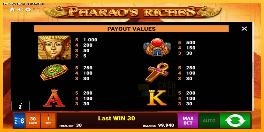 Pharaos Riches macchina da gioco per soldi, immagine 7