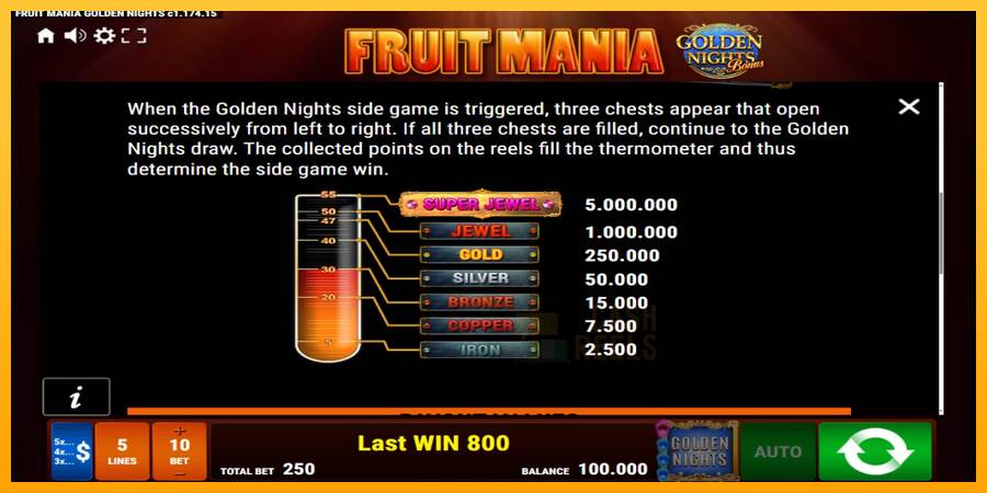 Fruit Mania Golden Nights macchina da gioco per soldi, immagine 6