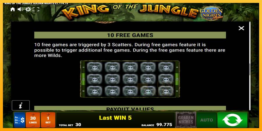 King of the Jungle Golden Nights macchina da gioco per soldi, immagine 6