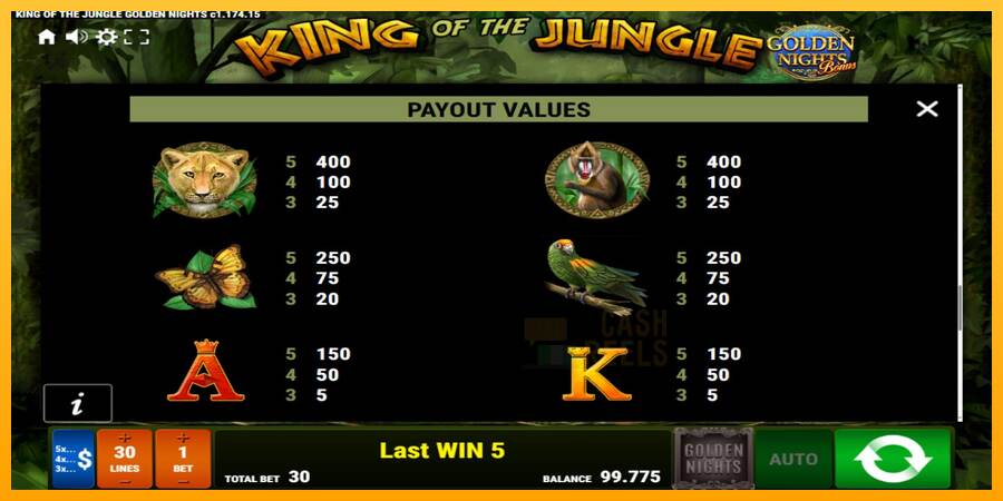 King of the Jungle Golden Nights macchina da gioco per soldi, immagine 7