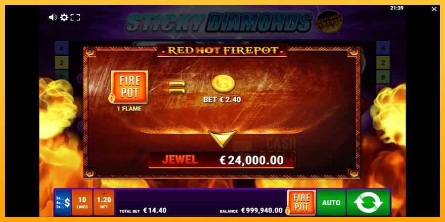 Sticky Diamonds Red Hot Firepot macchina da gioco per soldi, immagine 4