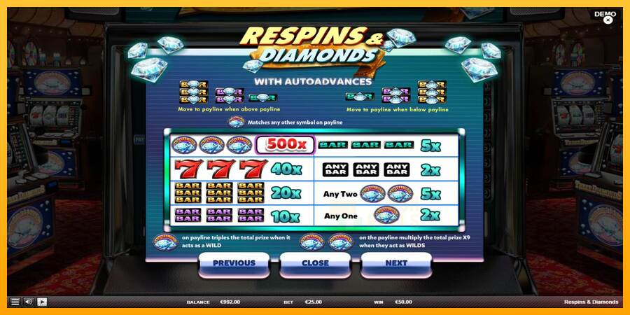 Respins Diamonds macchina da gioco per soldi, immagine 5