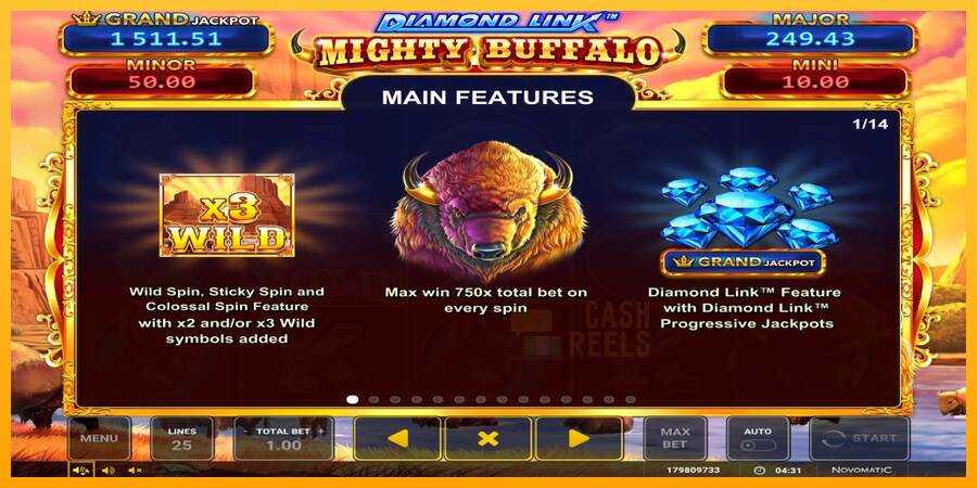 Diamond Link Mighty Buffalo macchina da gioco per soldi, immagine 3