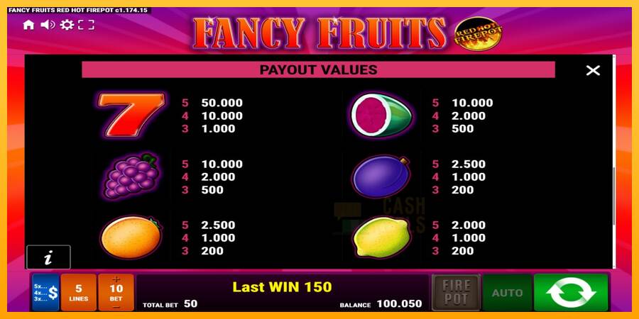 Fancy Fruits Red Hot Firepot macchina da gioco per soldi, immagine 5