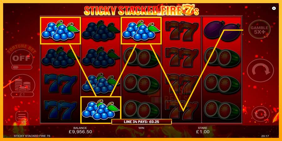 Sticky Stacked Fire 7s macchina da gioco per soldi, immagine 4