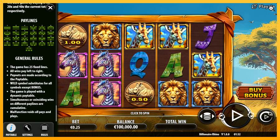 Billionaire Rhino macchina da gioco per soldi, immagine 7