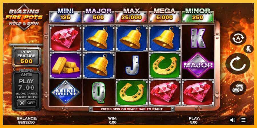 Blazing Fire Pots Hold & Spin macchina da gioco per soldi, immagine 2