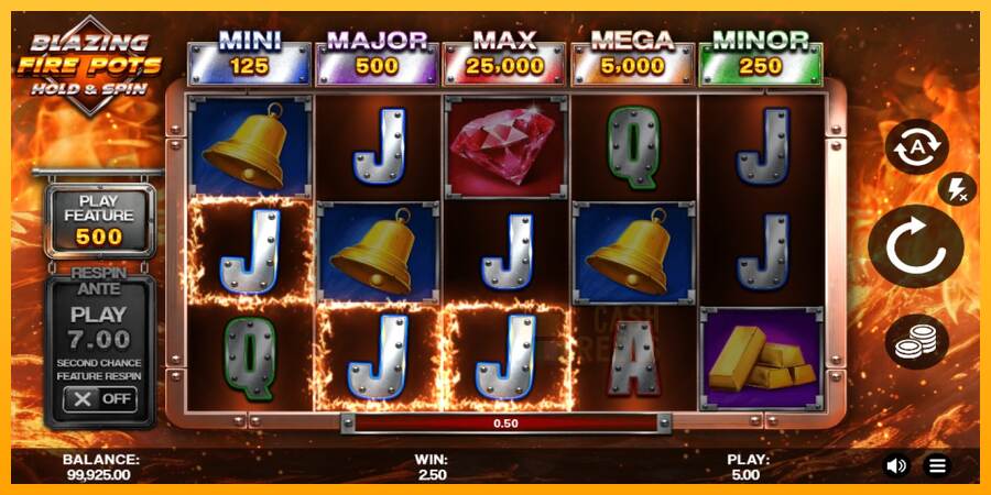 Blazing Fire Pots Hold & Spin macchina da gioco per soldi, immagine 3