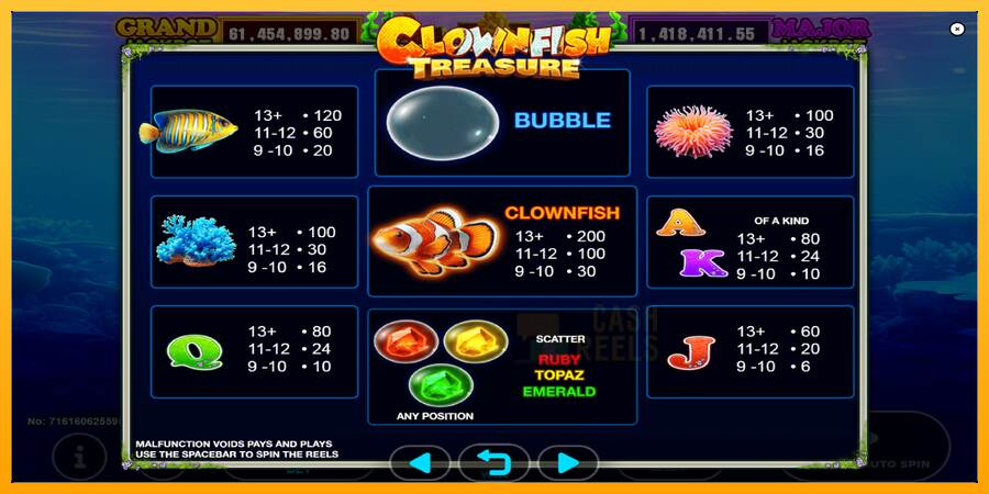 Clown Fish Treasure macchina da gioco per soldi, immagine 5